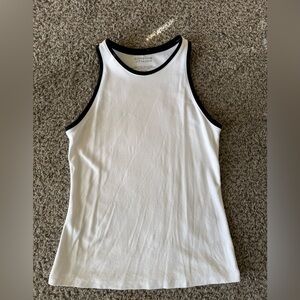 Adrienne Vittadini White and Black Trim Top